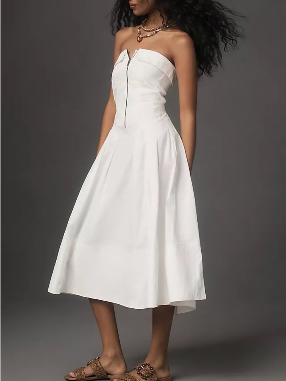 Women’s PILCRO Strapless Twofer white midi dress- Size XXSP
